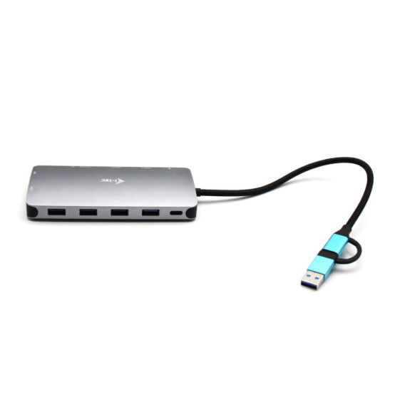i-tec USB 3.0 USB-C/Thunderbolt 3x Display Metal Nano Dock with LAN + Power Delivery 100 W - Wired - USB 3.2 Gen 1 (3.1 Gen 1) Type-A + Type-C - 100 W - 10,100,1000 Mbit/s - Silver - MicroSD (TransFlash) - SD