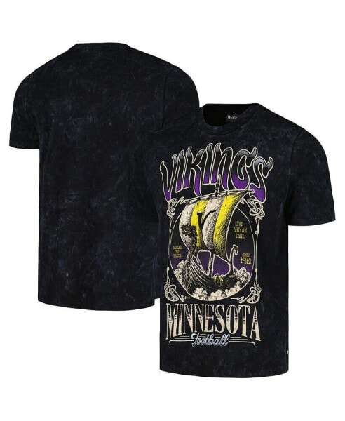 Men's and Women's Black Distressed Minnesota Vikings Tour Band T-shirt