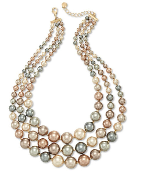 Imitation Pearl Three-Row Collar Necklace, Created for Macy's