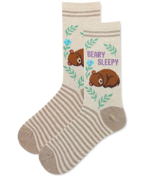 Women's Beary Sleepy Fuzzy Crew Socks