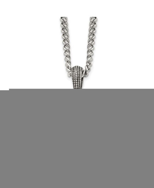 Chisel stainless Steel Antiqued Skull Pendant on a Curb Chain Necklace