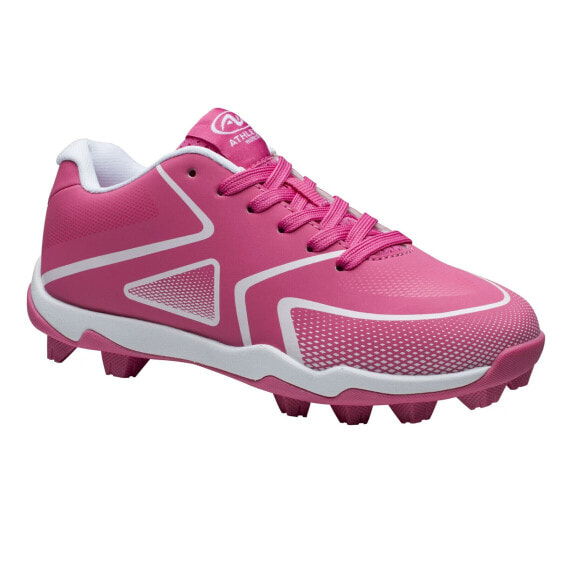 Athletic Works Baseball Cleats Shoes Youth Girls Kids 1 Pink Lace-Up Lightweight