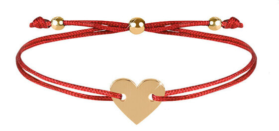 Corded bracelet with red / gold heart