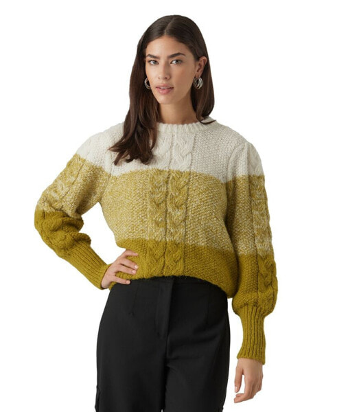 Women's Colorblocked Puff Sleeve Sweater
