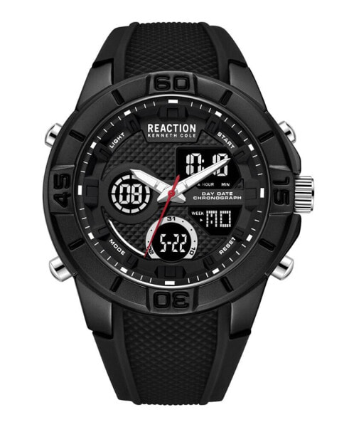 Men's Ana-digi Black Silicon Strap Watch, 48mm