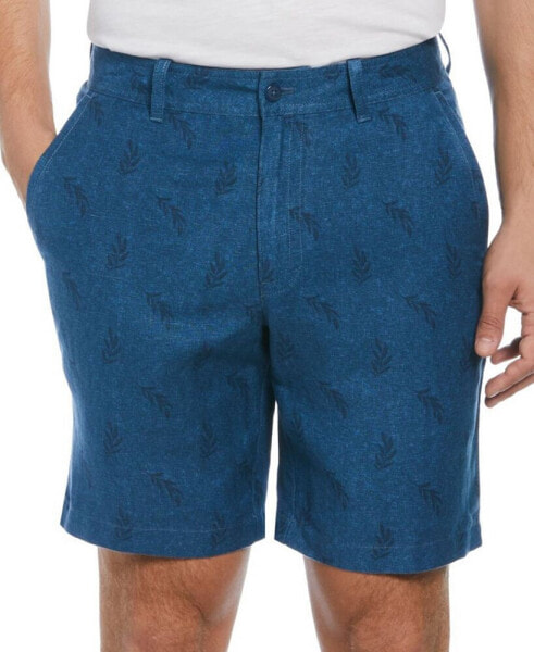 Men's Flat-Front 9" Linen Blend Shorts