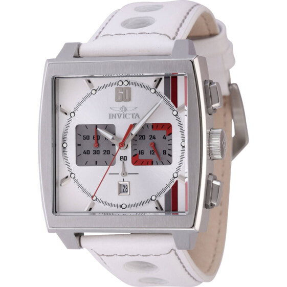 Invicta Men's S1 Rally Japanese Quartz Chronograph Silver Dial Leather Watch