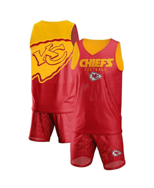 Men's Red Kansas City Chiefs Colorblock Mesh V-Neck Tank Top and Shorts Set