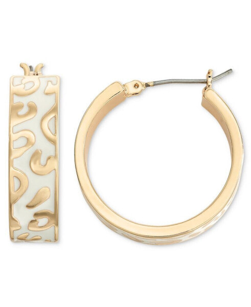 Gold-Tone Leopard Enamel Small Hoop Earrings, 1", Created for Macy's