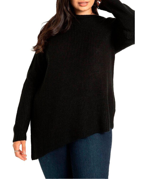 Plus Size Asym Detail Sweater - 18/20, Green