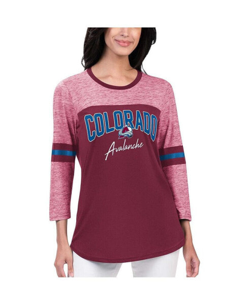 Women's Burgundy Colorado Avalanche Play The Game 3, 4-Sleeve T-shirt