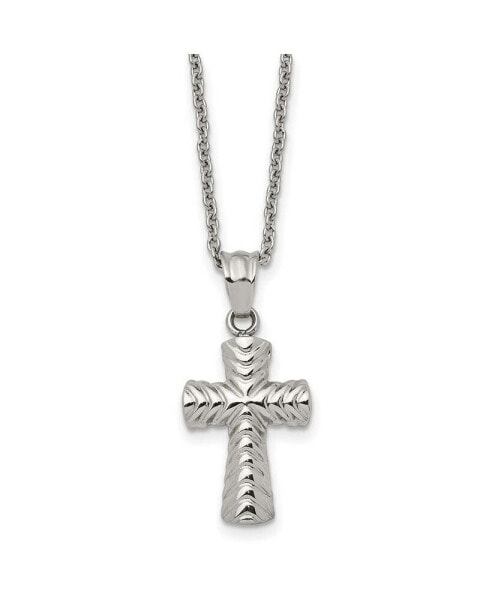 Chisel polished Cross Pendant on a Cable Chain Necklace