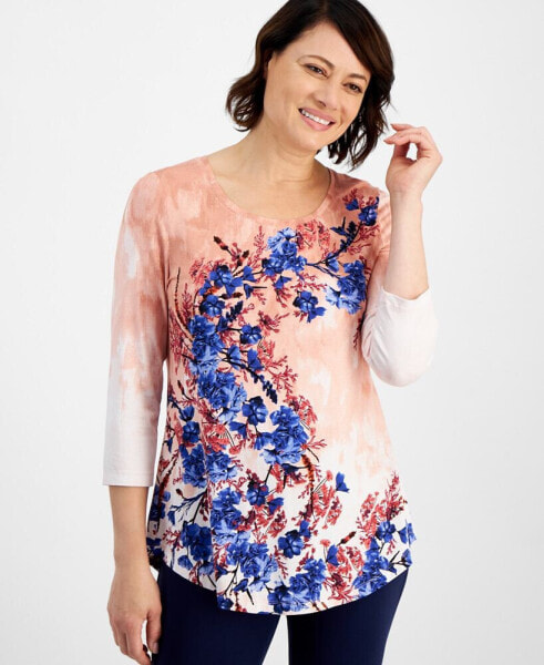 Plus Size Floral-Print Top, Created for Macy's