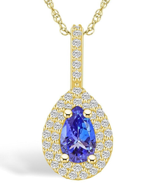 Tanzanite (7/8 Ct. t.w.) and Diamond (3/8 Ct. t.w.) Halo Pendant Necklace