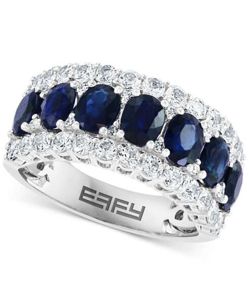 Effy Blue & White Sapphire Ring (3-1/2 ct. t.w.) & Diamond (1/20 ct. t.w.) in 14k White Gold. (Also available Emerald and Pink Sapphire)