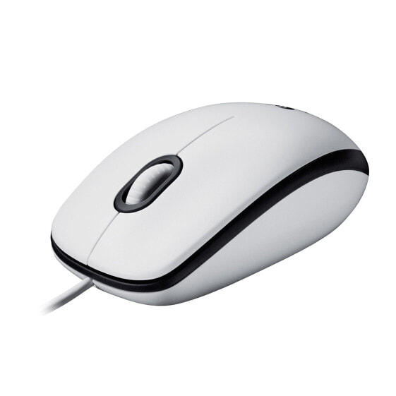 Logitech Mouse M100 - Ambidextrous - Optical - USB Type-A - 1000 DPI - White