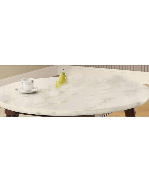 Gasha Coffee Table in White Marble & Walnut