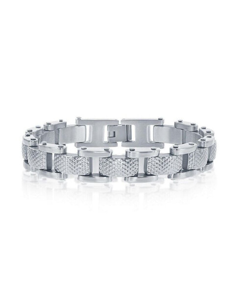 Men's Stainless Steel Linked Grid Design Bracelet