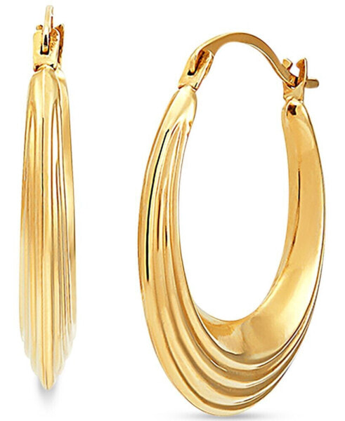 Small Ridge Texture Hoop Earrings in 14k Gold