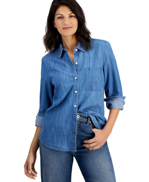 Petite Chambray Button-Up Shirt, Created for Macy's