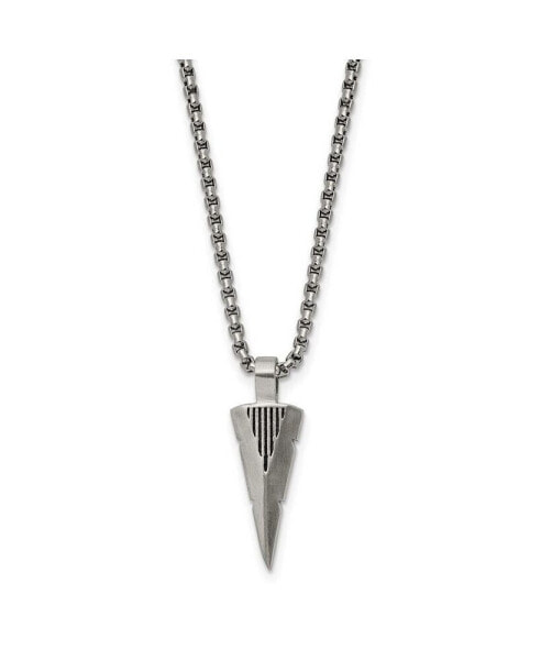 Chisel brushed Arrow Head Pendant on a Box Chain Necklace