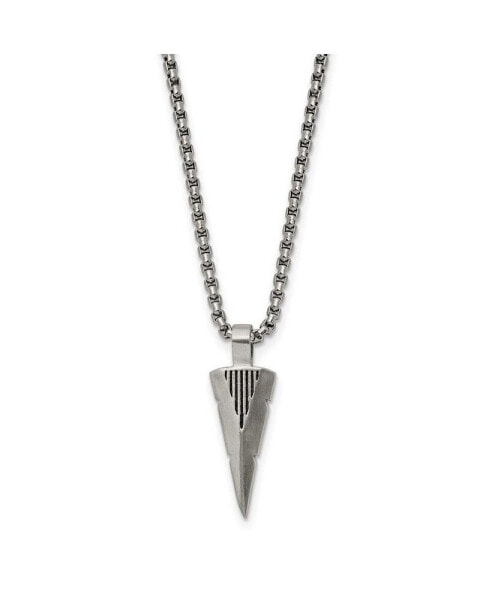 Brushed Arrow Head Pendant on a Box Chain Necklace