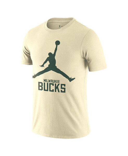 Nike Men's Cream Milwaukee Bucks Essential Jumpman T-Shirt