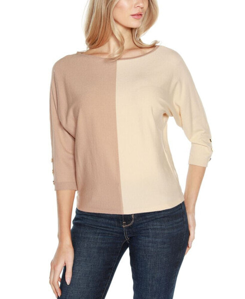 Women's Colorblock 3/4-Sleeve Dolman Sweater