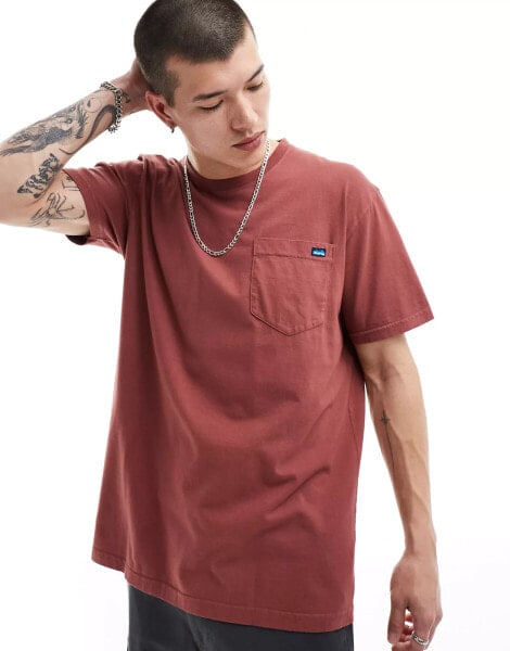 Kavu heavy weight pocket t-shirt in red