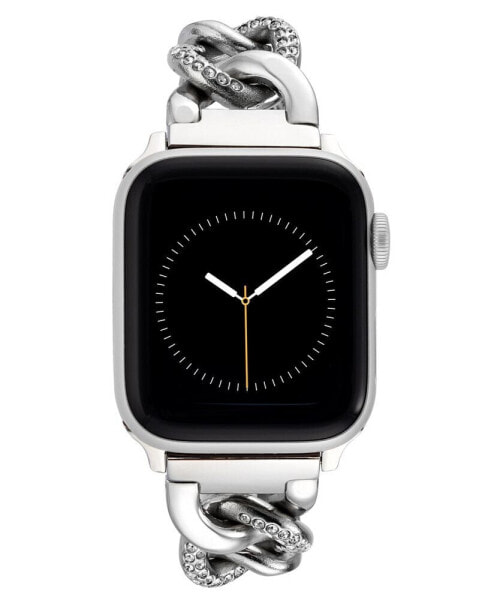 Ремешок для часов Anne Klein серебристый с алюминиевой цепью и кристаллами, Совместим с Apple Watch 38/40/41 мм