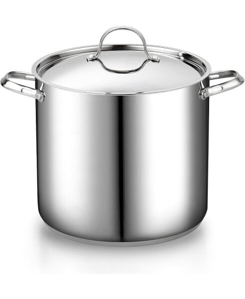 20-Quart 18/10 Stainless Steel Classic Deep Cooking Pot Canning Stockpot with Stainless Steel Lid, Silver