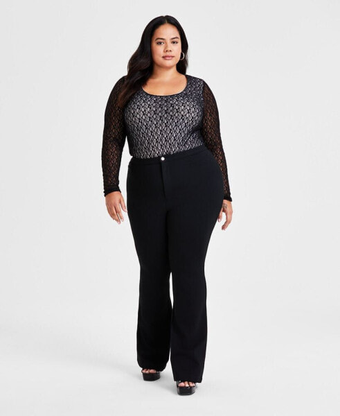 Trendy Plus Size High-Rise Flare-Leg Pants, Created for Macy's