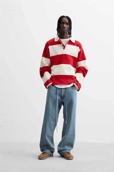 STRIPED KNIT POLO SHIRT