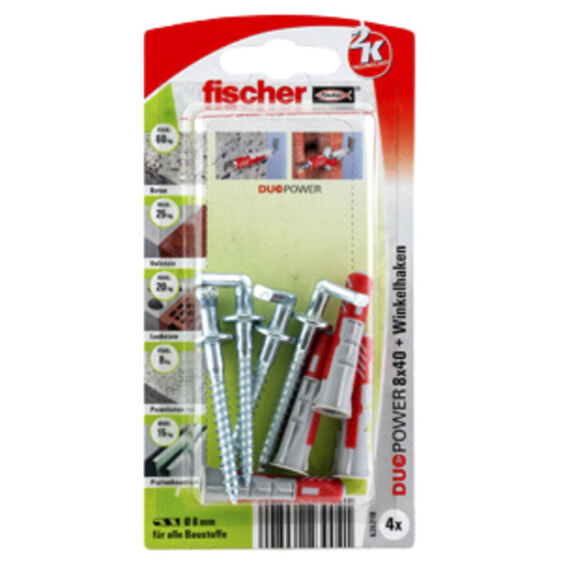 fischer DUOPOWER 8 x 40 WH - Screw & wall plug kit - Concrete - Grey - 4 cm - 8 mm - 5 cm