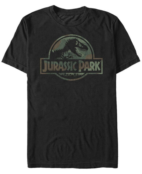 Jurassic Park Men's Camo Fossil Logo Short Sleeve T-Shirt