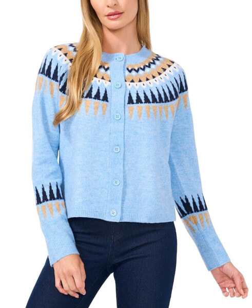 Women's Fair Isle Long-Sleeve Cardigan Sweater