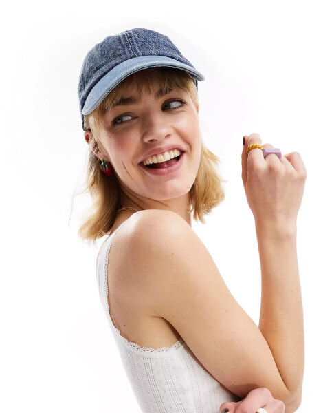 Weekday denim cap in washed blue