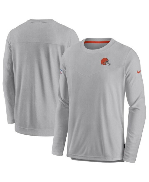 Men's Gray Cleveland Browns Sideline Lockup Performance Long Sleeve T-shirt