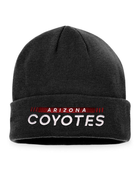 Men's Black Arizona Coyotes Authentic Pro Rink Cuffed Knit Hat