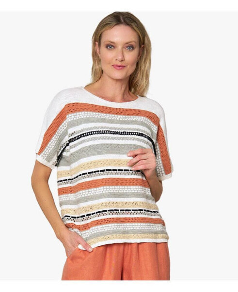 Women's Short Sleeve Sweater Simply Striking Pullover