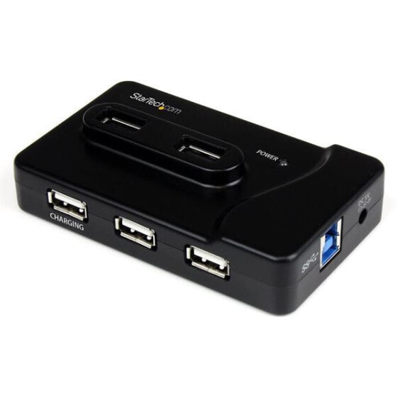 USB-концентратор USB 6 портов Startech.com - модель 6 Port USB 3.0 / USB 2.0 Combo Hub with 2A Charging Port - 2x USB 3.0 & 4x USB 2.0 - USB 3.2 Gen 1 (3.1 Gen 1) Type-B - USB 3.2 Gen 1 (3.1 Gen 1) Type-A - 4800 Mbit/s - Чёрный - Пластик - RoHS - CE - FCC - REACH