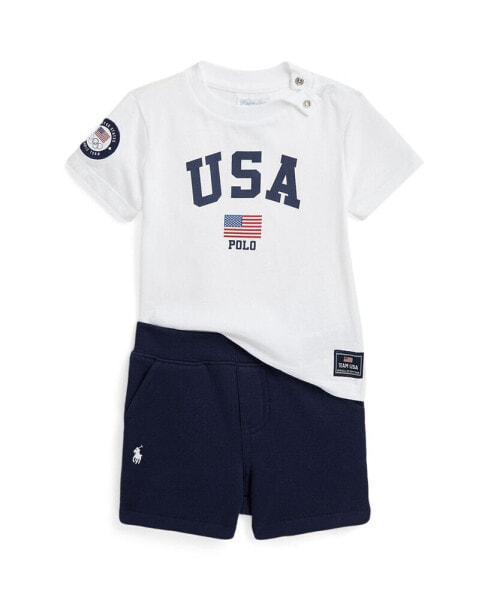 Baby Boys Team USA Jersey T-Shirt & Fleece Shorts, 2 Piece Set