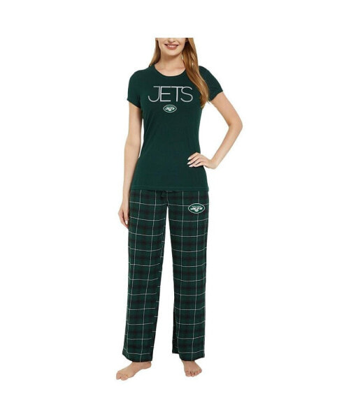Women's Green, Black New York Jets Arctic T-shirt and Flannel Pants Sleep Set