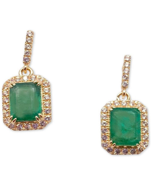Sapphire (2 ct. t.w.) & White Sapphire (1/3 ct. t.w.) Earrings in 14k Yellow Gold (Also Available in Emerald)