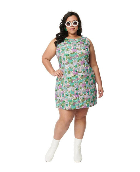 Plus Size Printed Scoop Neck Sleeveless Shift Dress