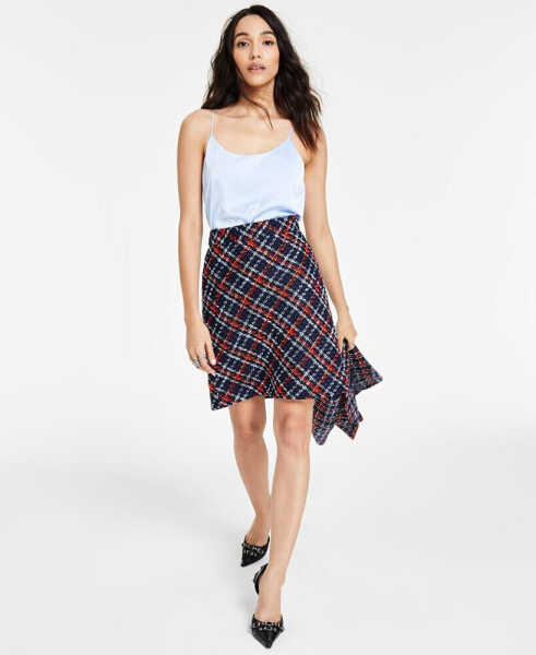 Women's Multi Plaid Zip-Back A-Line Skirt, Created for Macy's