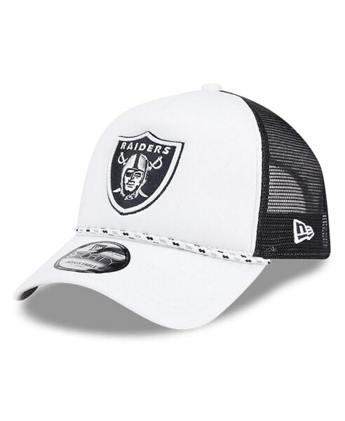 Men's White/Black Las Vegas Raiders Court Sport Foam Front A-Frame 9FORTY Adjustable Trucker Hat