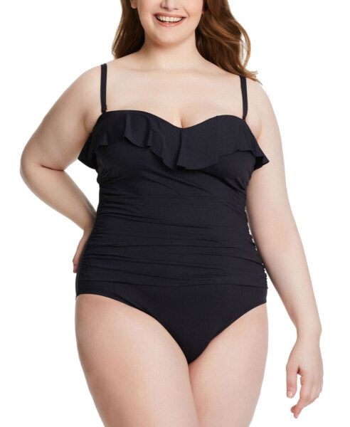 Bleu by Rod Beattie Plus Size Kore Shirred Bandeau One-Piece Swimsuit Size 22W