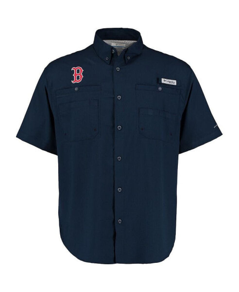 Men's Navy Boston Red Sox Tamiami Omni-Shade Button-Down Shirt