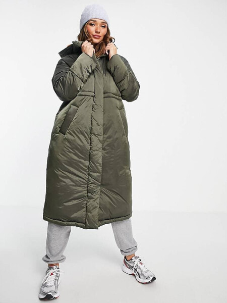 Пальто ASOS DESIGN – Продленное утепленное пальто в цвете хаки